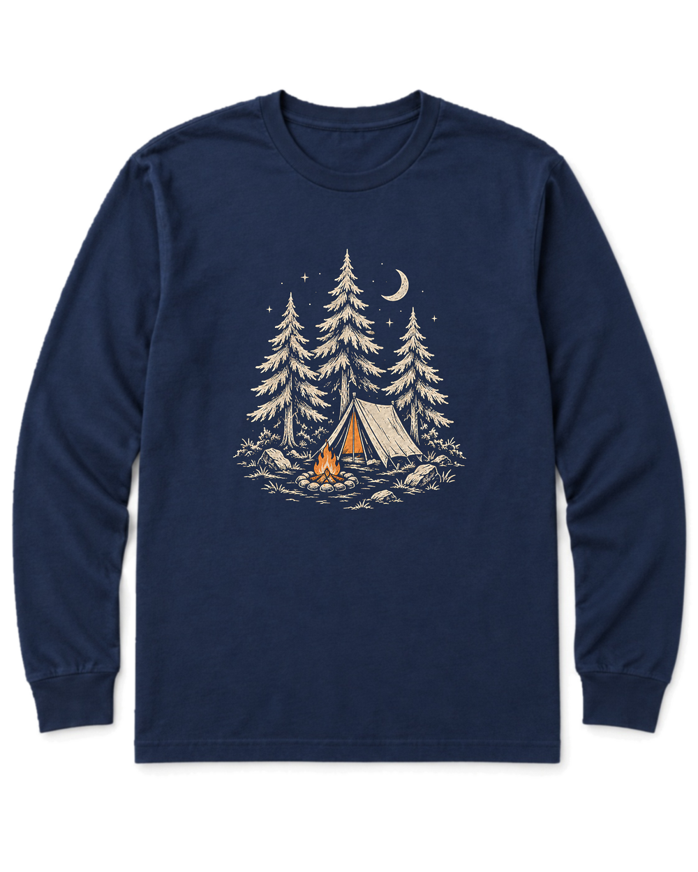 Camp Under the Pines Long Sleeve Shirt - Navy