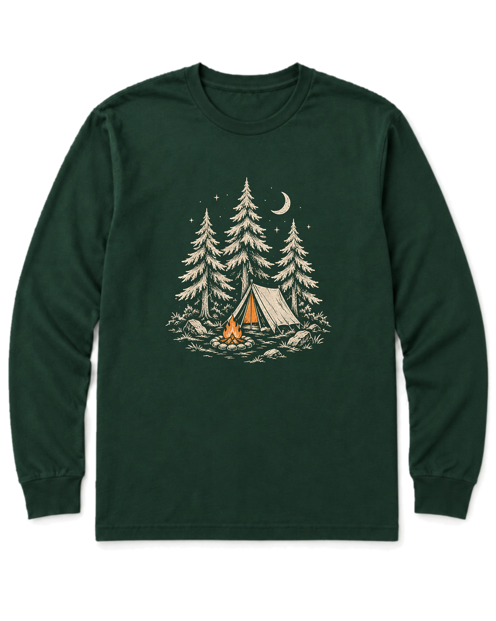 Camp Under the Pines Long Sleeve Shirt - Forest Green