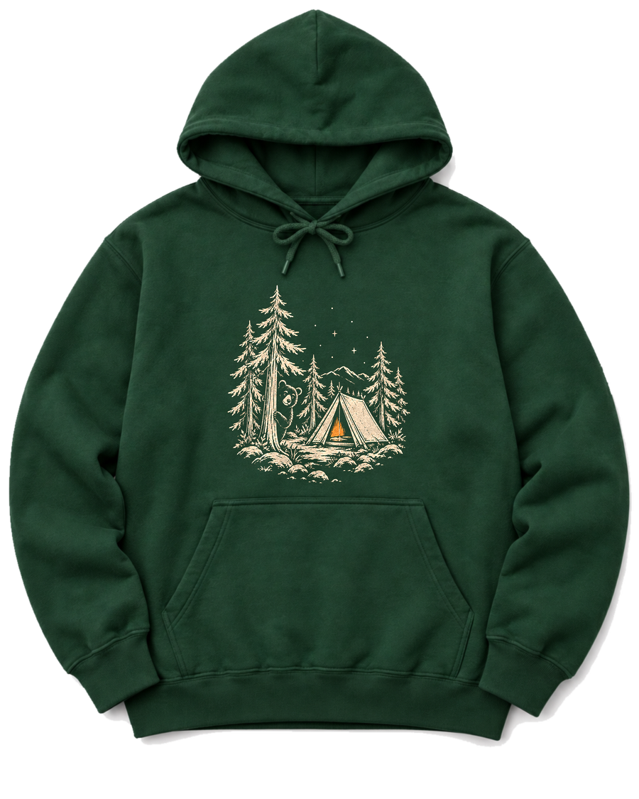 Curious Bear Hoodie - Forest Green