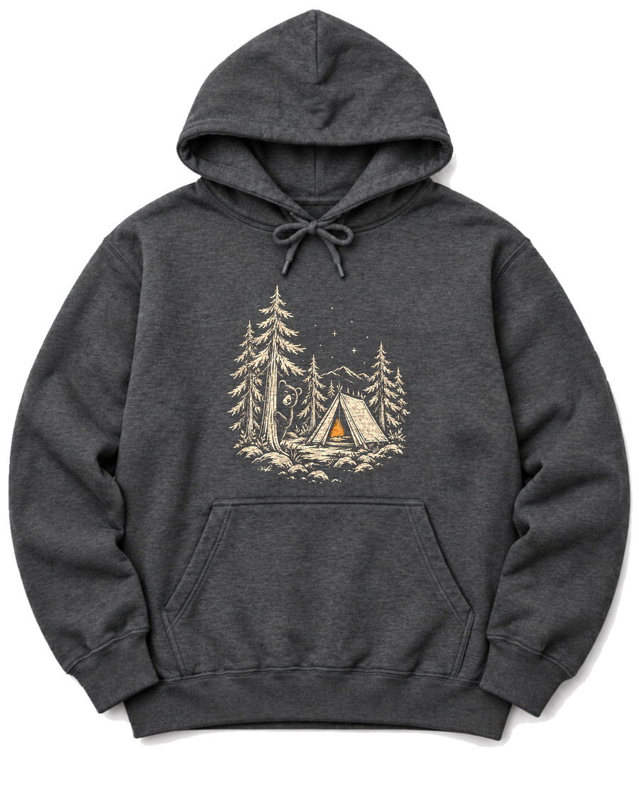 Curious Bear Hoodie - Dark Heather