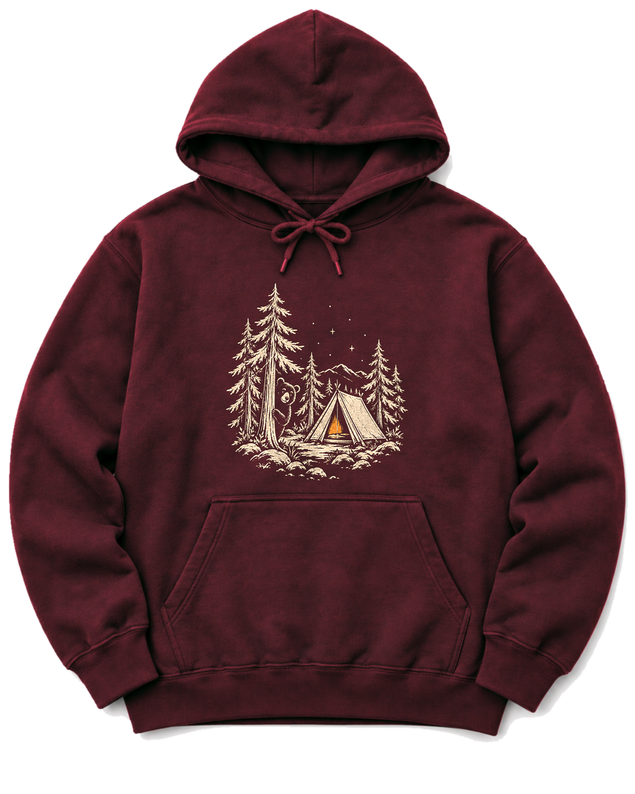 Curious Bear Hoodie - Maroon