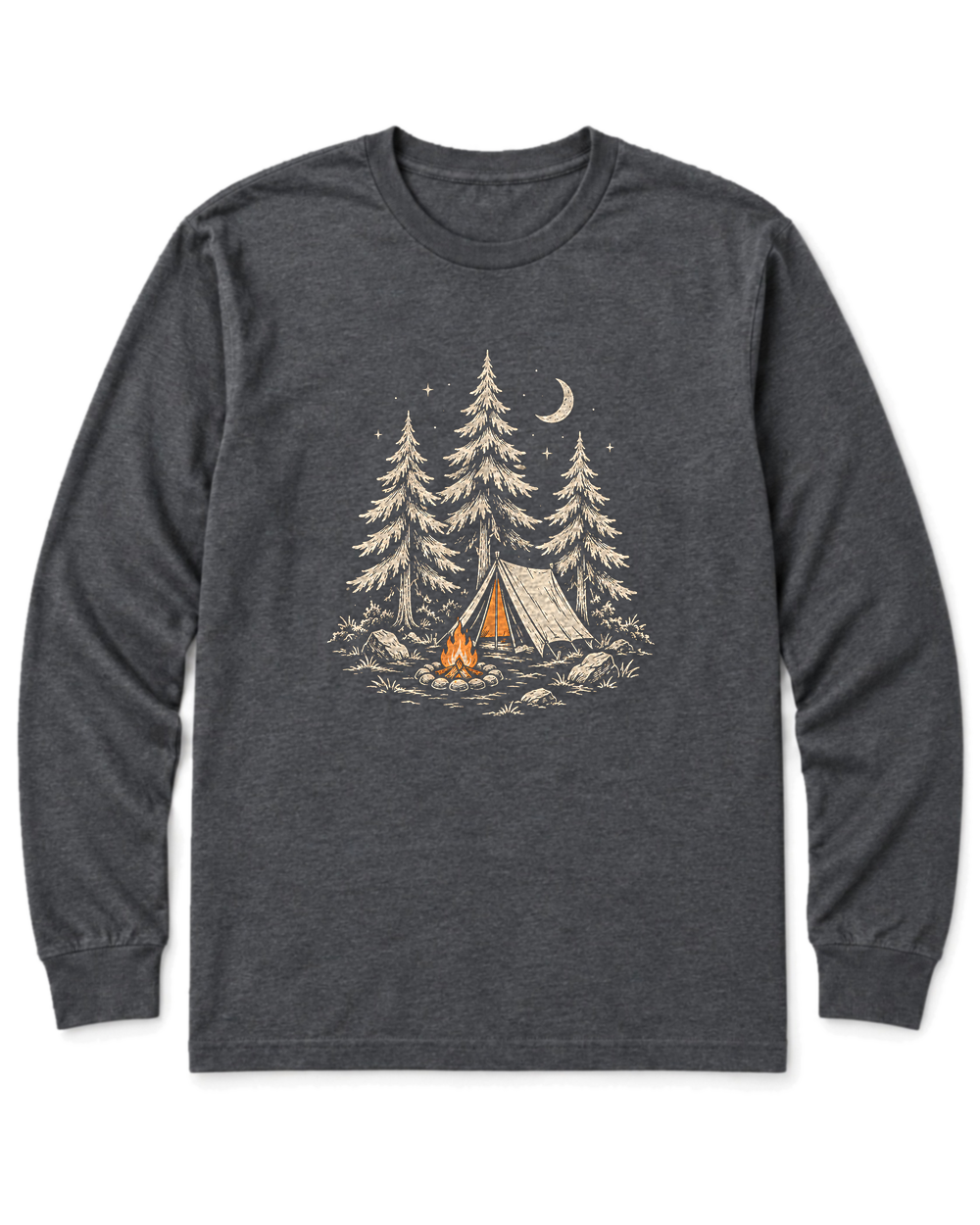 Camp Under the Pines Long Sleeve Shirt - Dark Heather