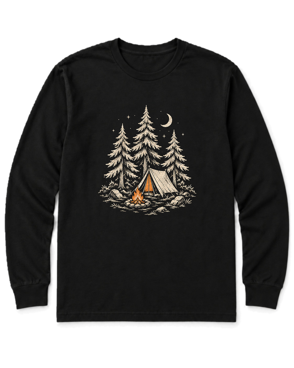 Camp Under the Pines Long Sleeve Shirt - Black