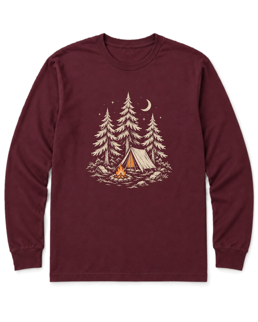 Camp Under the Pines Long Sleeve Shirt - Maroon