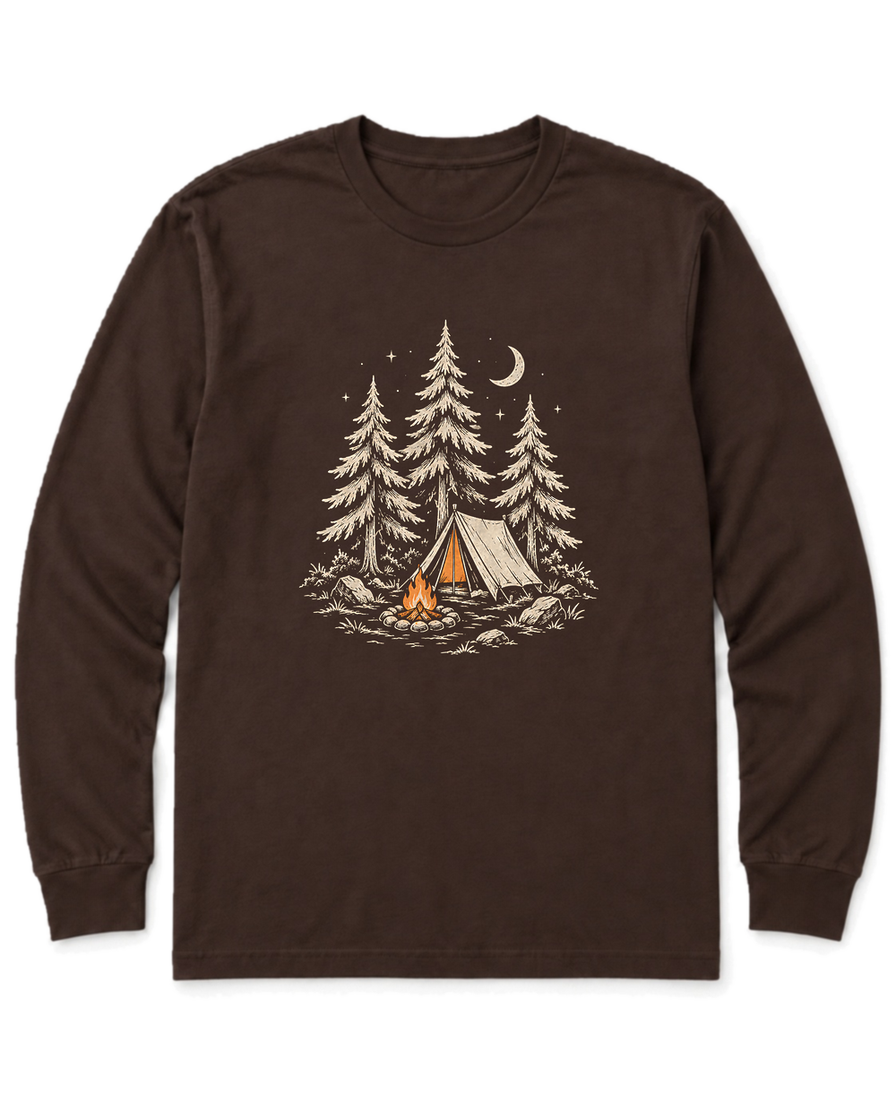Camp Under the Pines Long Sleeve Shirt - Dark Chocolate