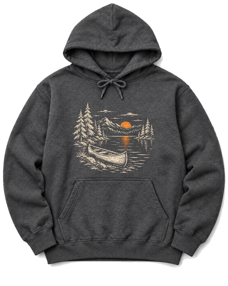 Canoe at Dusk Hoodie - Dark Heather