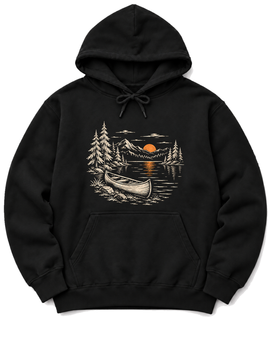 Canoe at Dusk Hoodie - Black