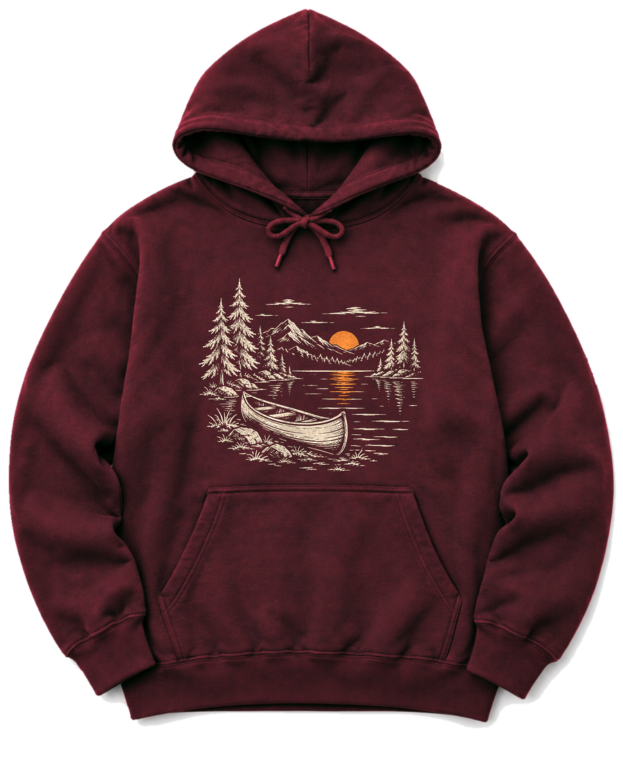 Canoe at Dusk Hoodie - Maroon