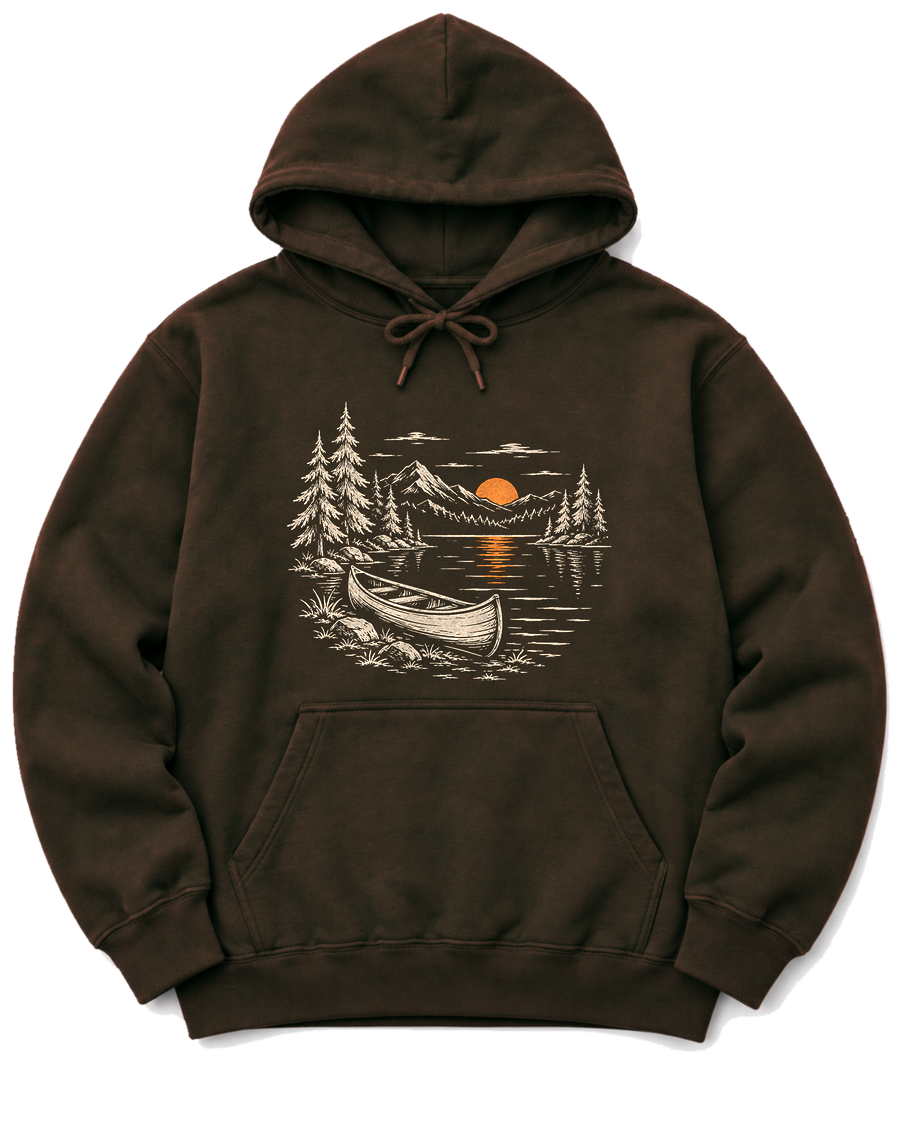 Canoe at Dusk Hoodie - Dark Chocolate