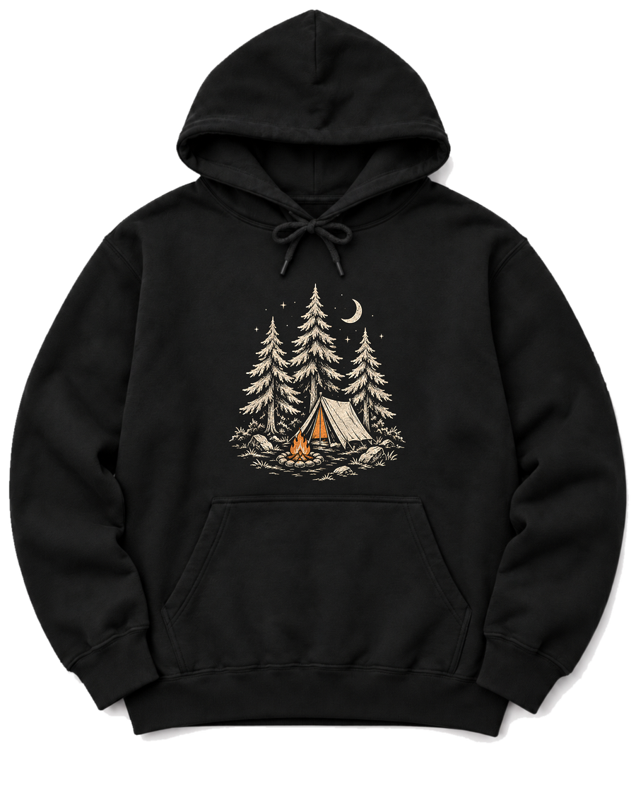 Camp Under the Pines Hoodie - Black