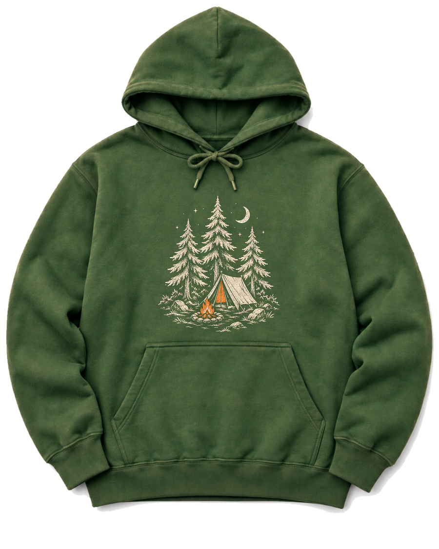 Camp Under the Pines Hoodie - Military Green