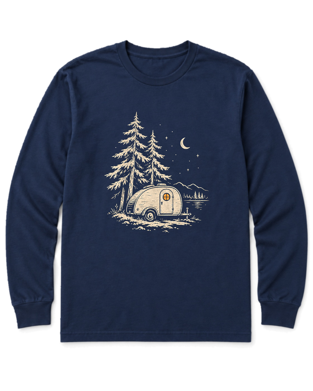 Teardrop Camper Long Sleeve Shirt - Navy