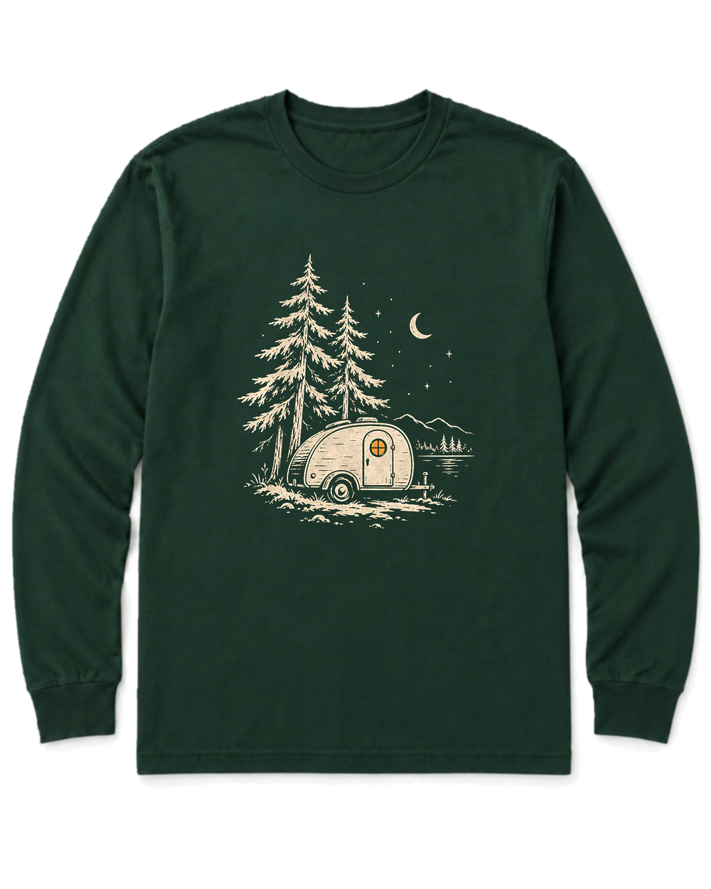 Teardrop Camper Long Sleeve Shirt - Forest Green
