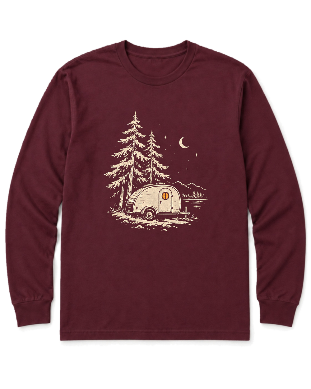 Teardrop Camper Long Sleeve Shirt - Maroon
