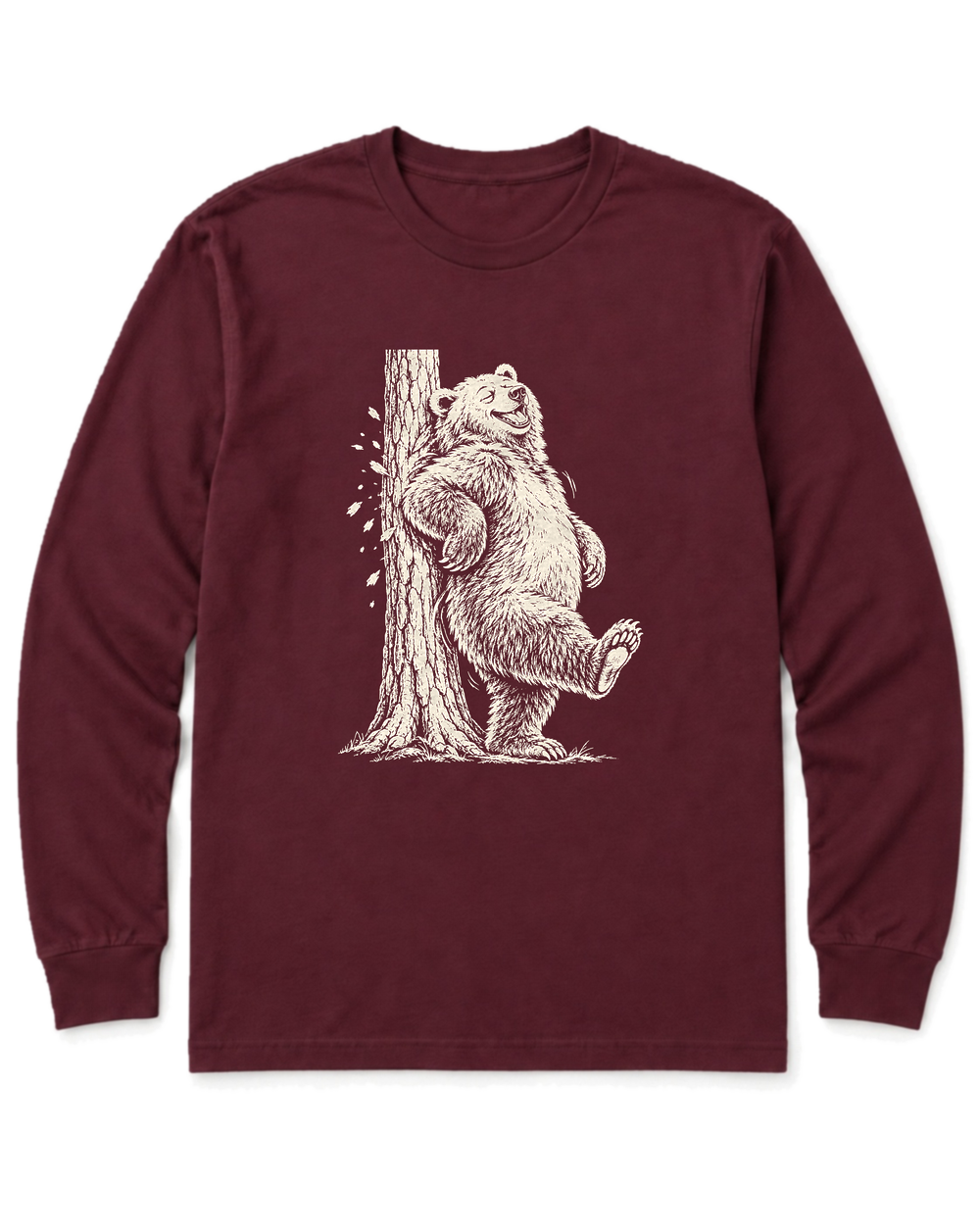 Back Scratch Bear Long Sleeve Shirt - Maroon
