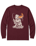 Gone Fishing Grizzly Long Sleeve Shirt - Maroon