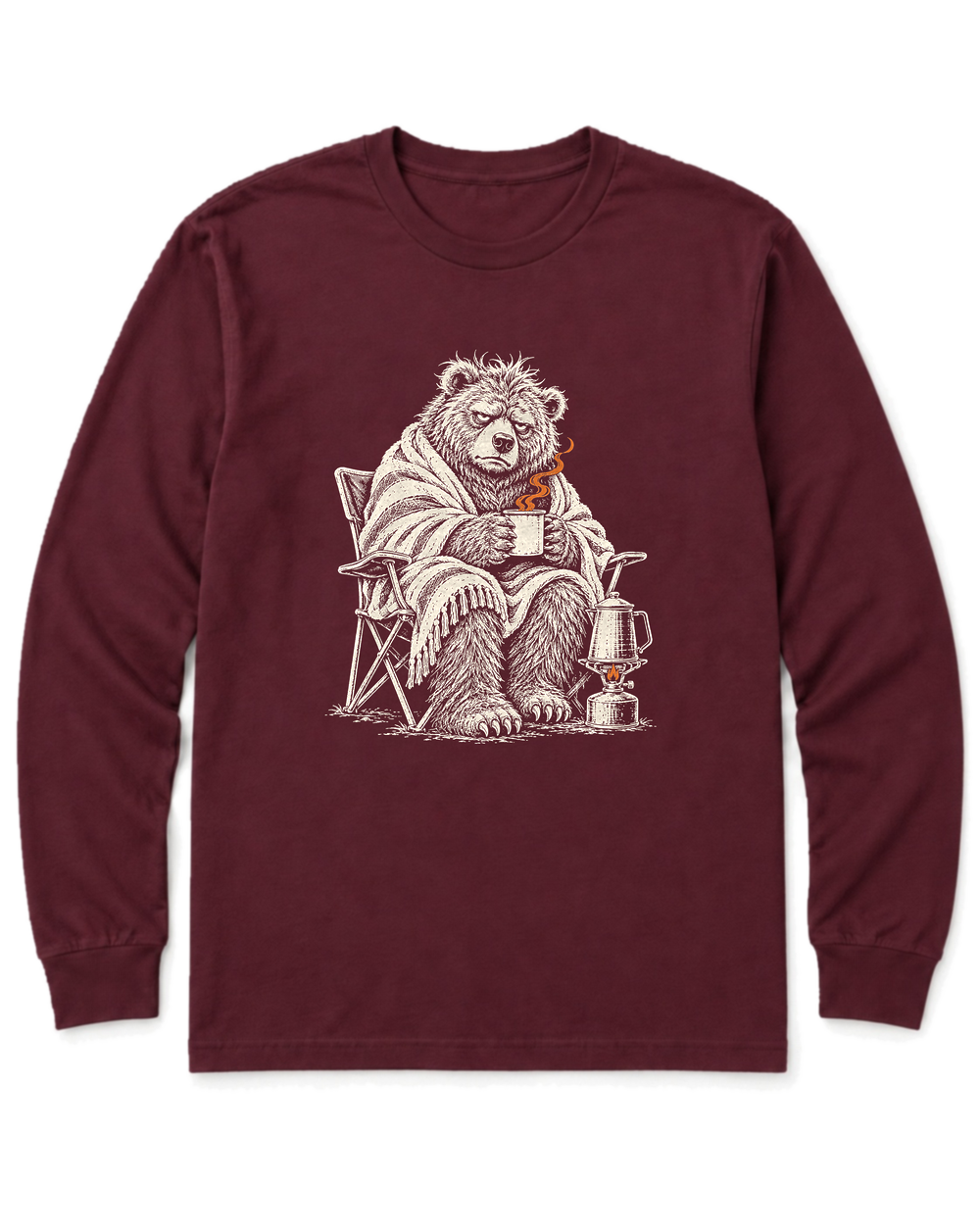 Not a Morning Bear Long Sleeve Shirt - Maroon
