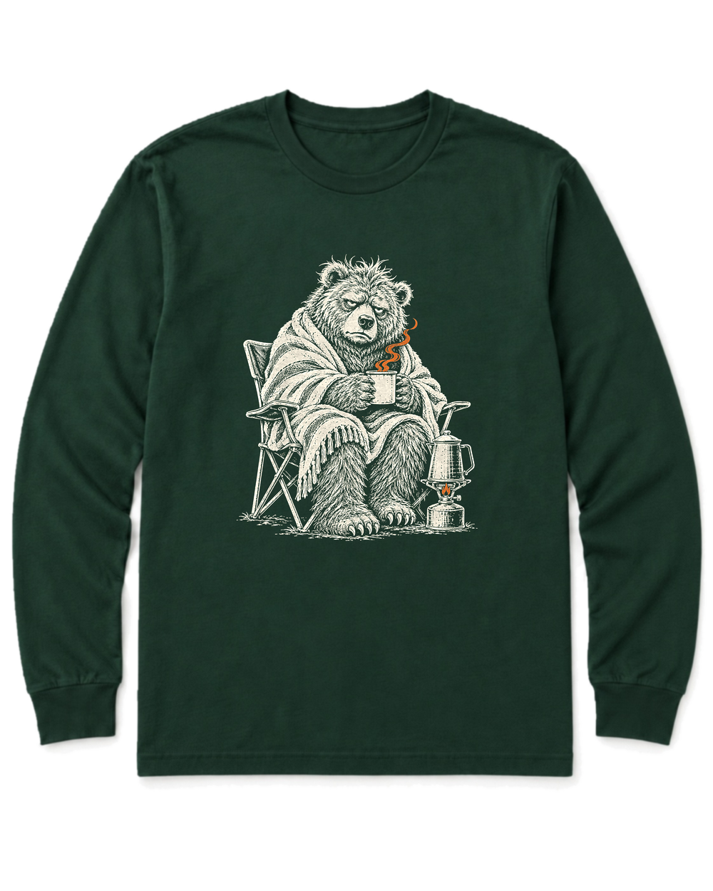 Not a Morning Bear Long Sleeve Shirt - Forest Green