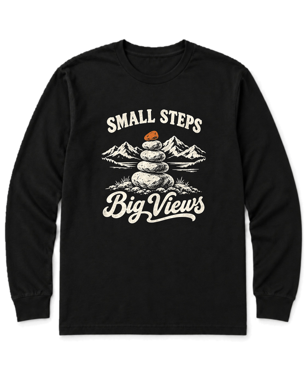 Small Steps, Big Views Long Sleeve Shirt - Black