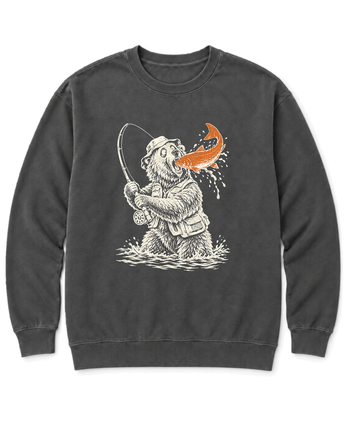 Gone Fishing Grizzly Sweatshirt - Pepper