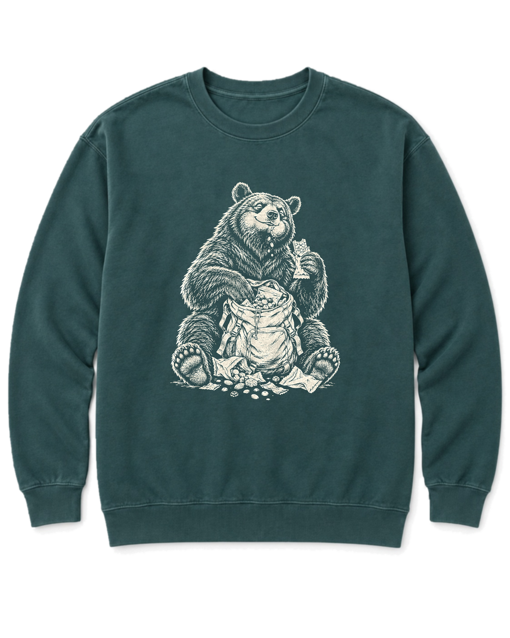 Snack Thief Bear Sweatshirt - Blue Spruce