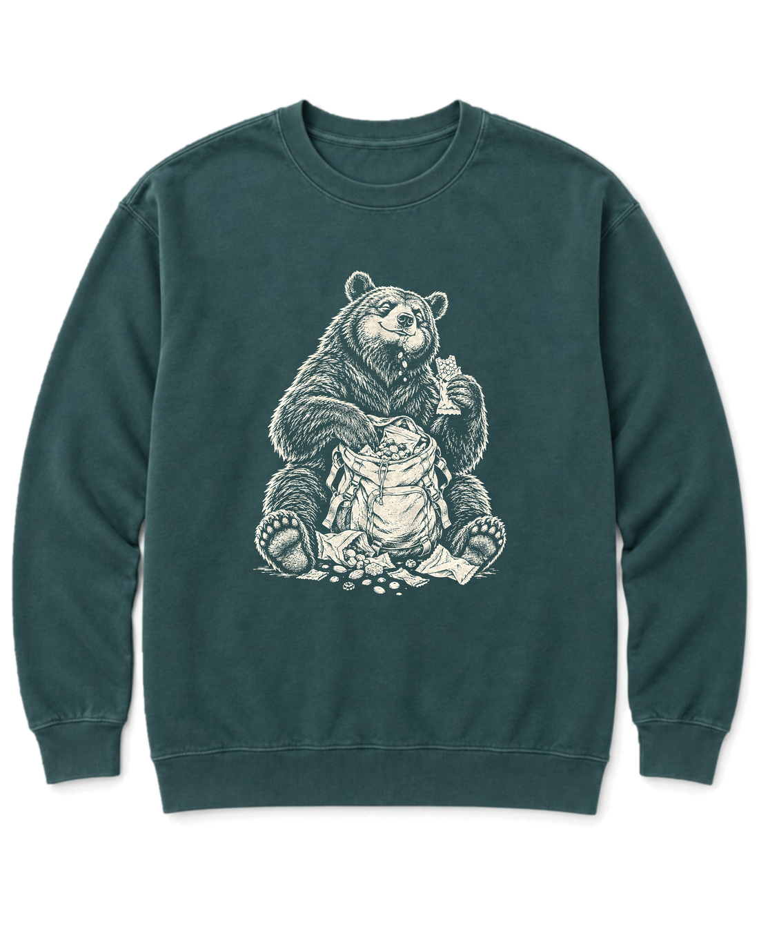 Snack Thief Bear Sweatshirt - Blue Spruce