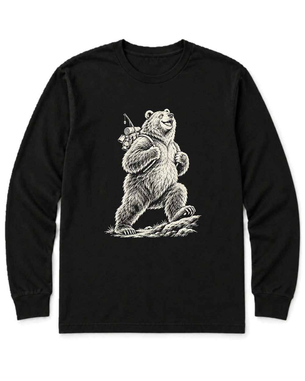 Tiny Backpack Grizzly Long Sleeve Shirt - Black