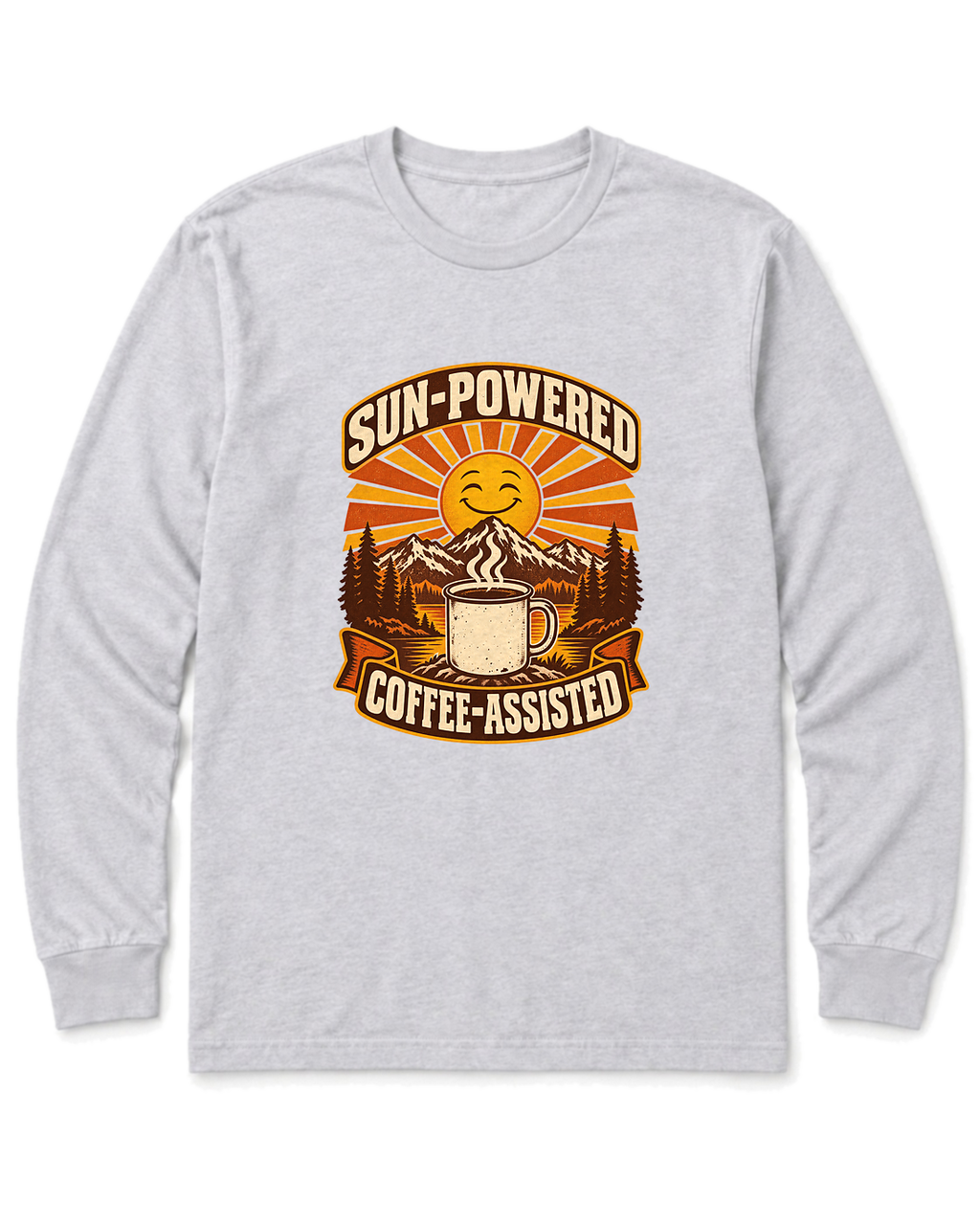 Sun-Powered, Coffee-Assisted Long Sleeve Shirt - Ash