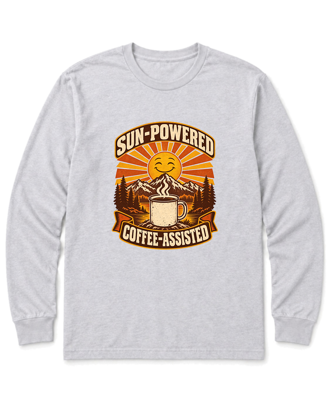 Sun-Powered, Coffee-Assisted Long Sleeve Shirt - Ash