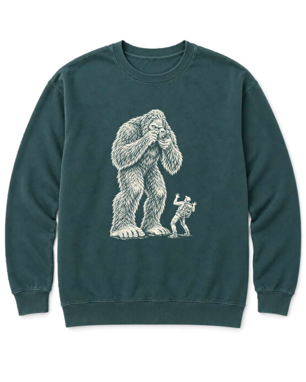 Bigfoot Photographer Sweatshirt - Blue Spruce