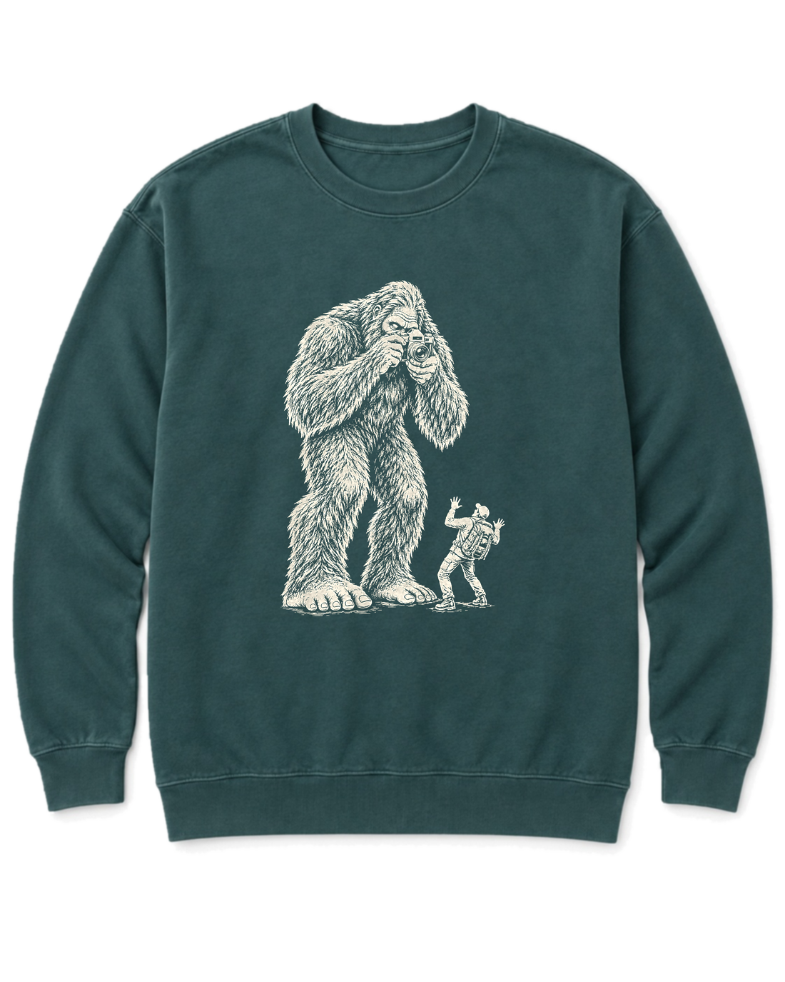 Bigfoot Photographer Sweatshirt - Blue Spruce