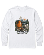Coffee Tastes Better at Camp Long Sleeve Shirt - White
