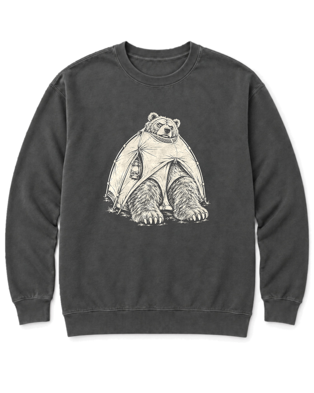 Bear in a Tiny Tent Sweatshirt - Pepper