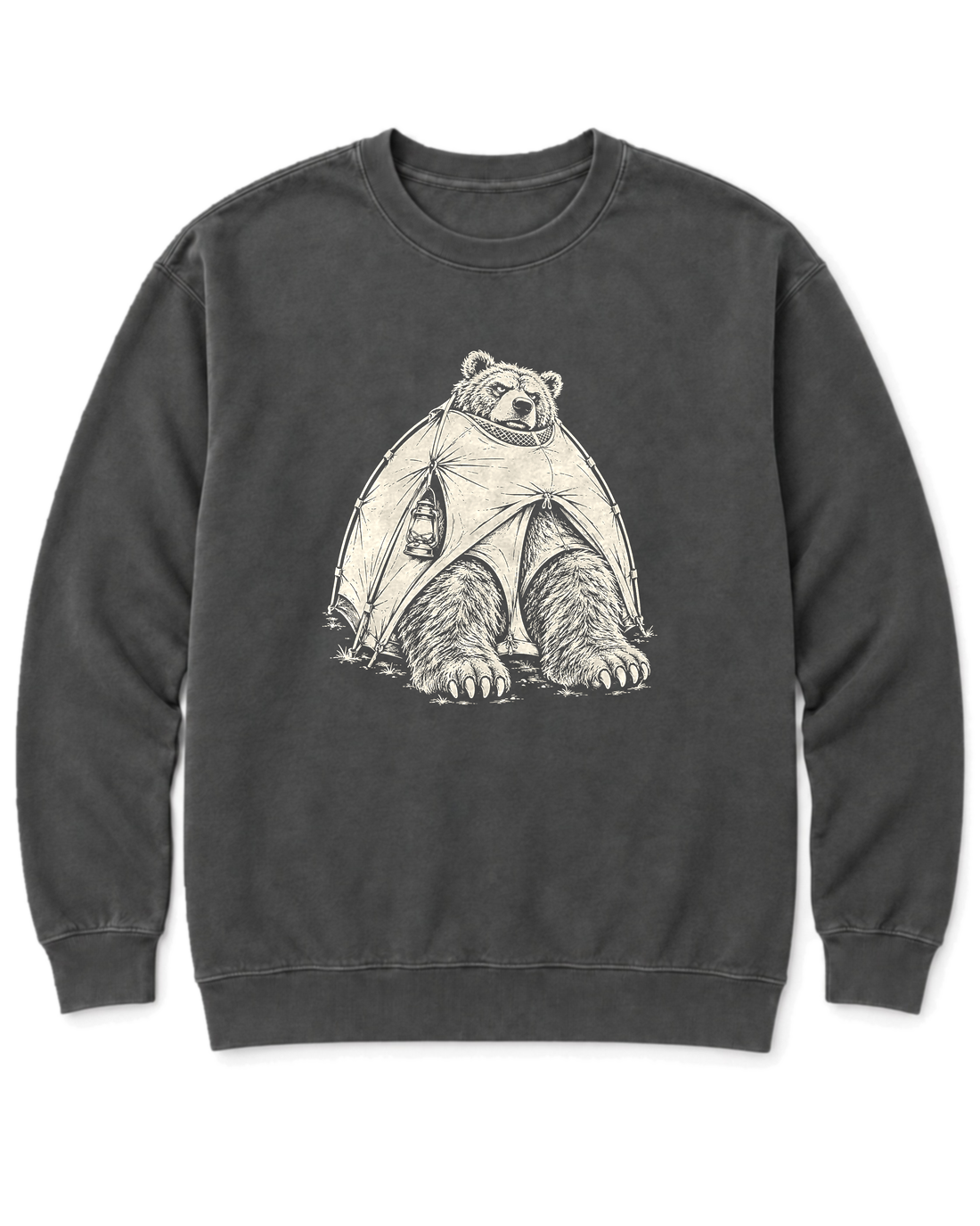Bear in a Tiny Tent Sweatshirt - Pepper