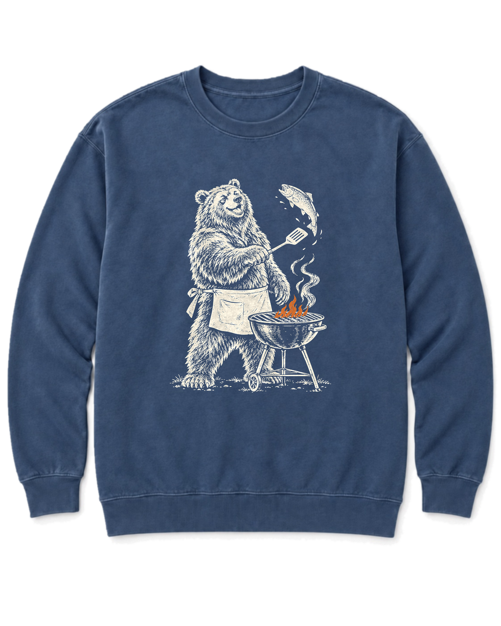 Grill Master Grizzly Sweatshirt - Denim