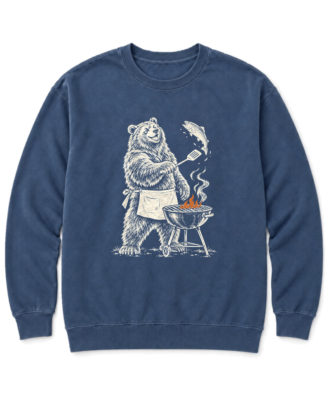 Grill Master Grizzly Sweatshirt - Denim