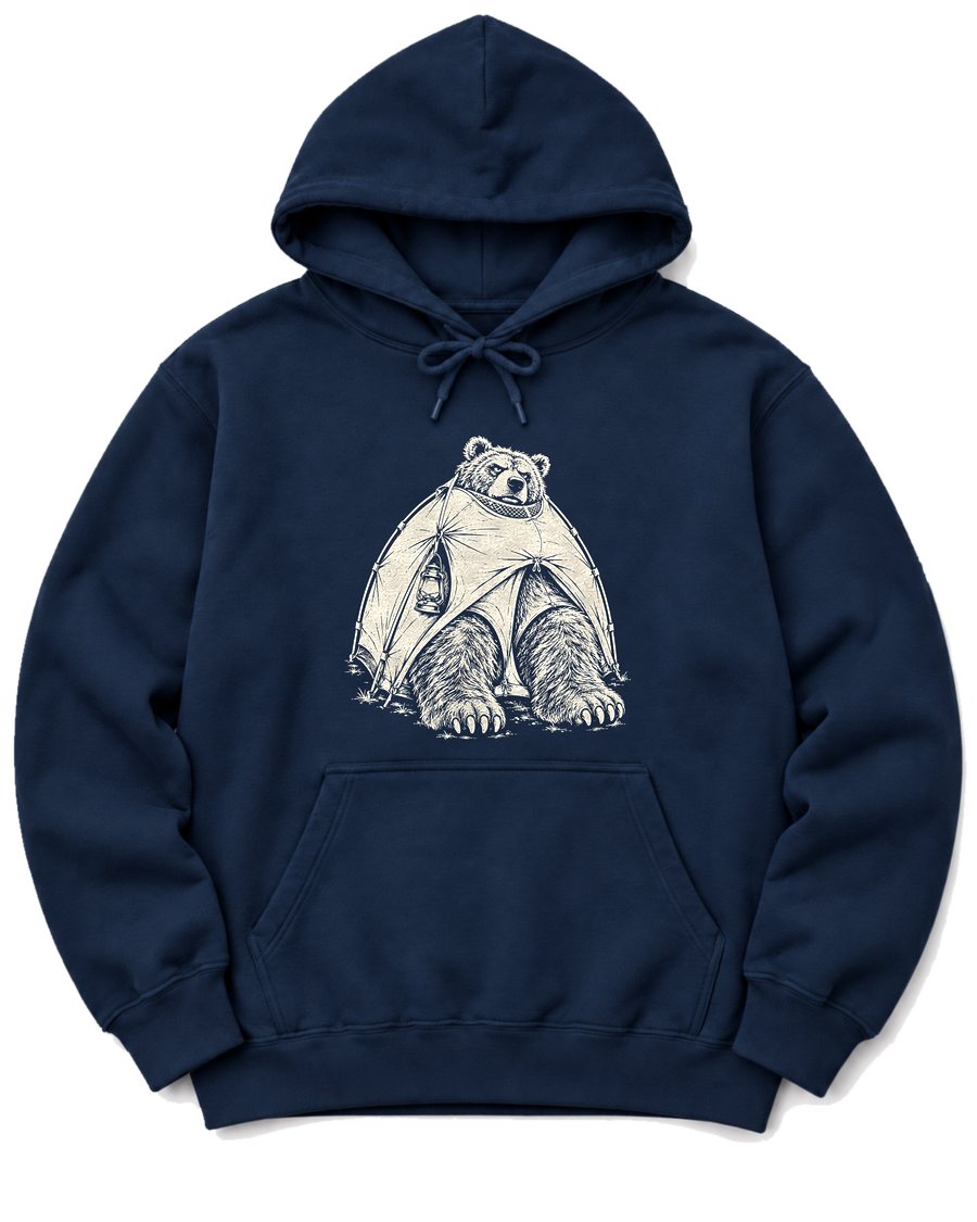 Bear in a Tiny Tent Hoodie - Navy