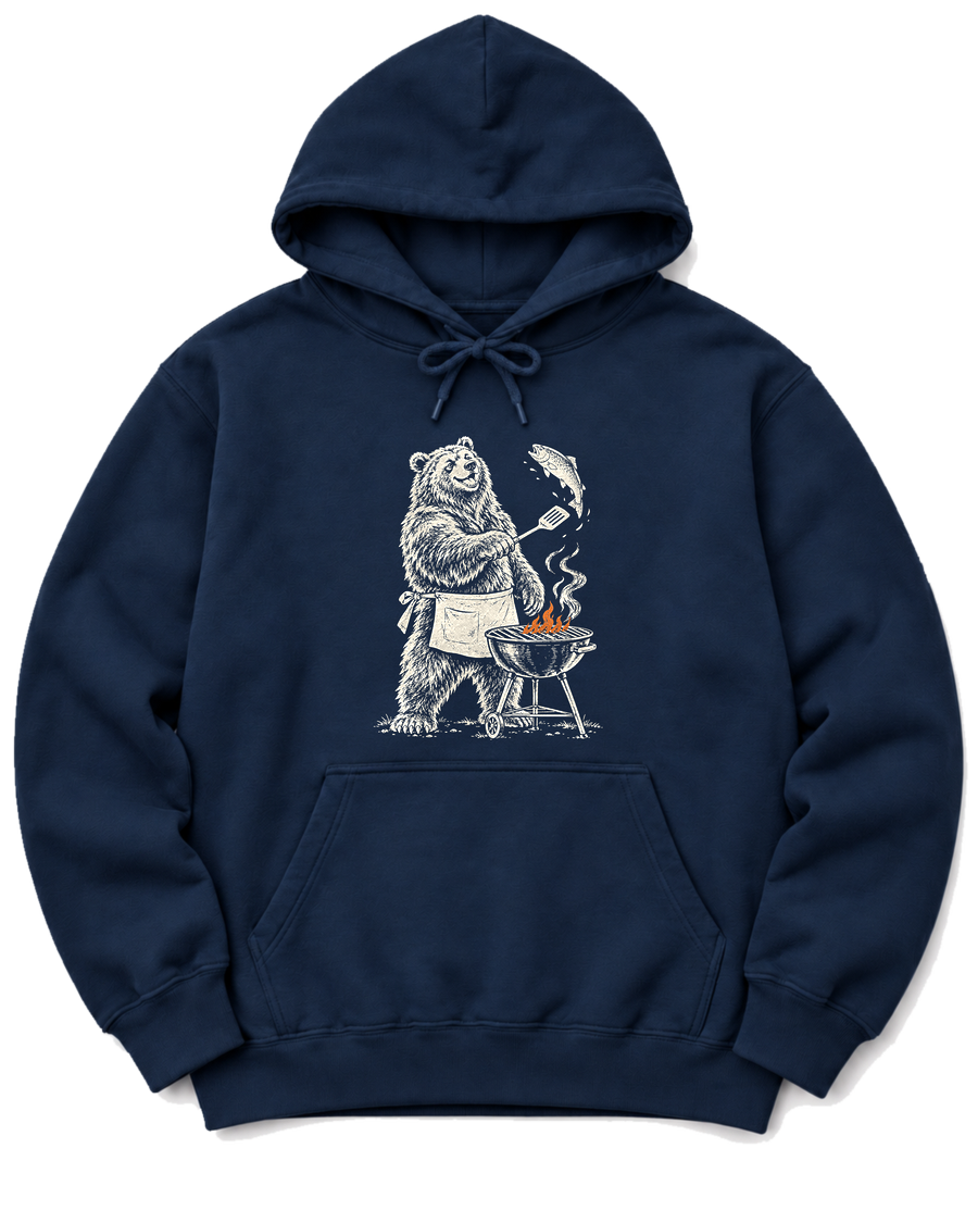 Grill Master Grizzly Hoodie - Navy