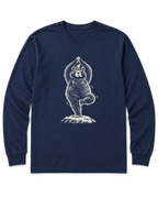 Tree Pose Bear Long Sleeve Shirt - Navy