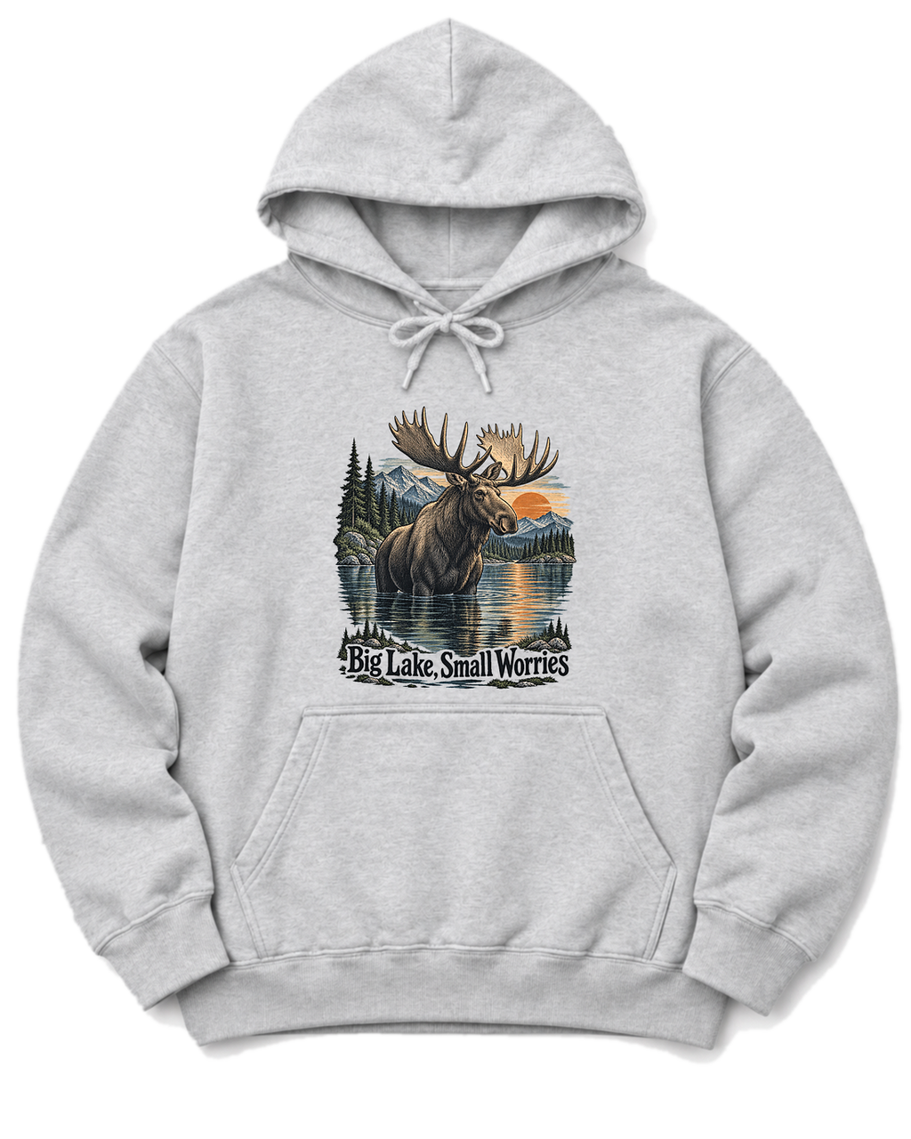Big Lake, Small Worries Hoodie - Ash