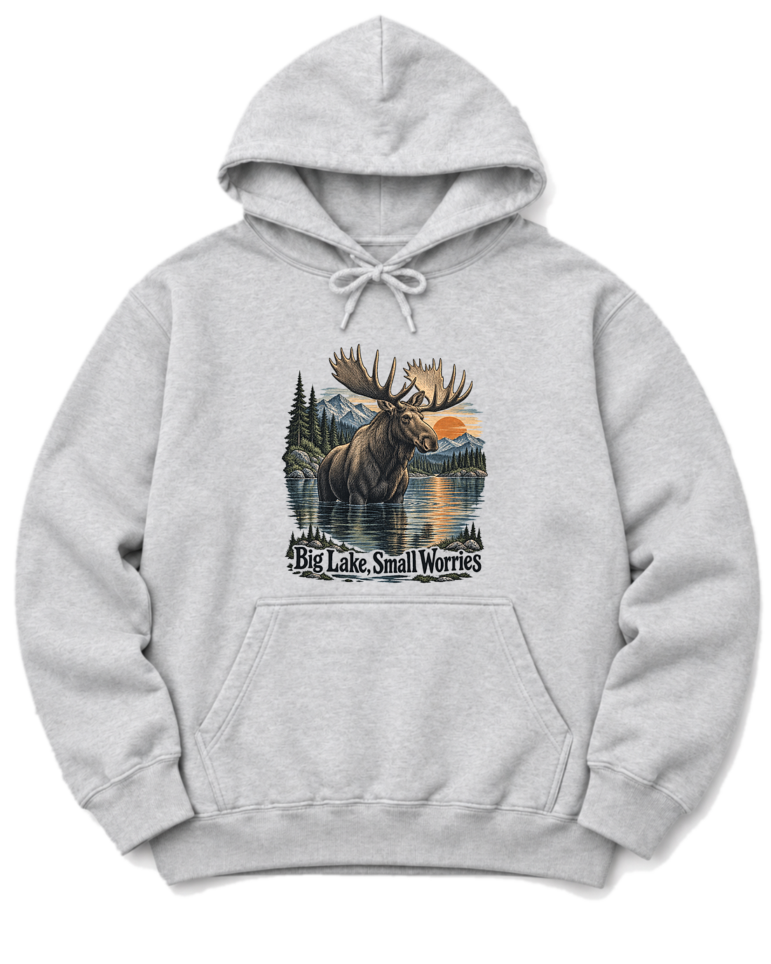 Big Lake, Small Worries Hoodie - Ash