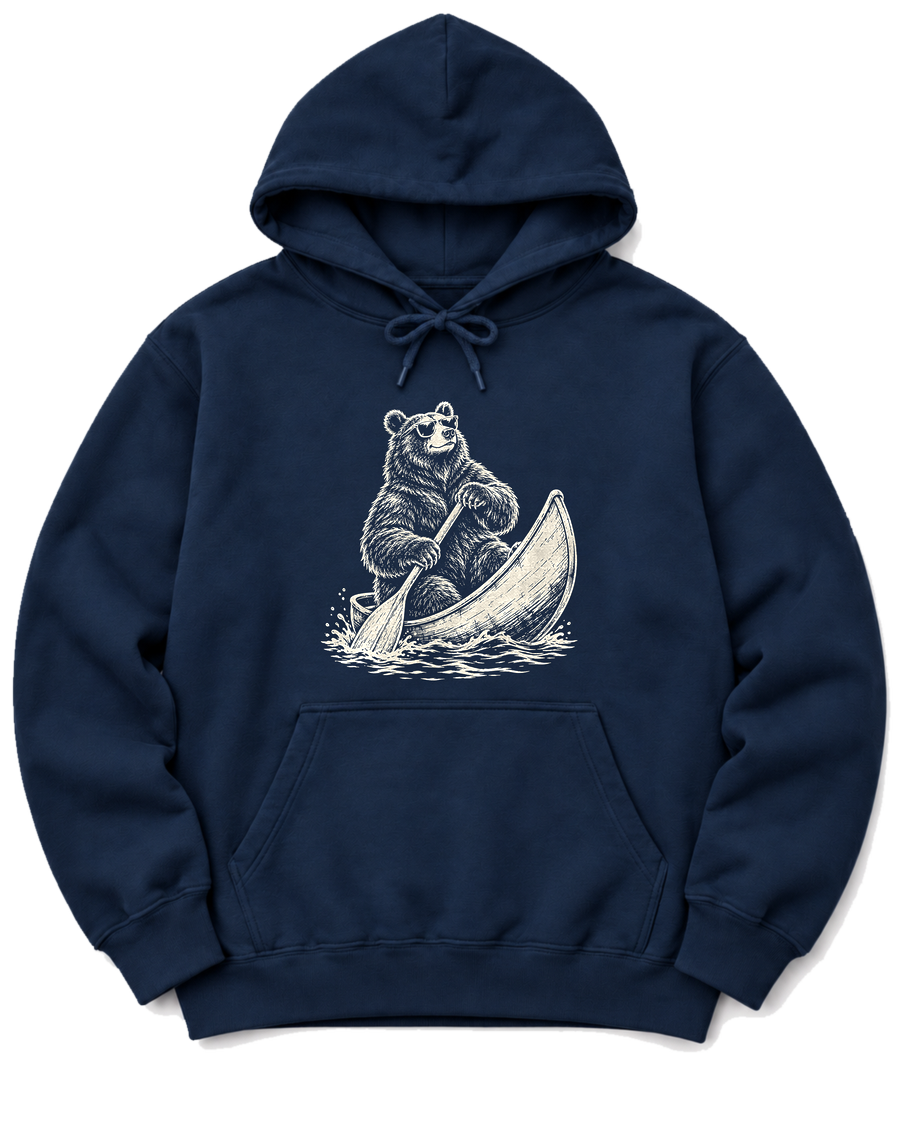 Bear in a Canoe Hoodie - Navy
