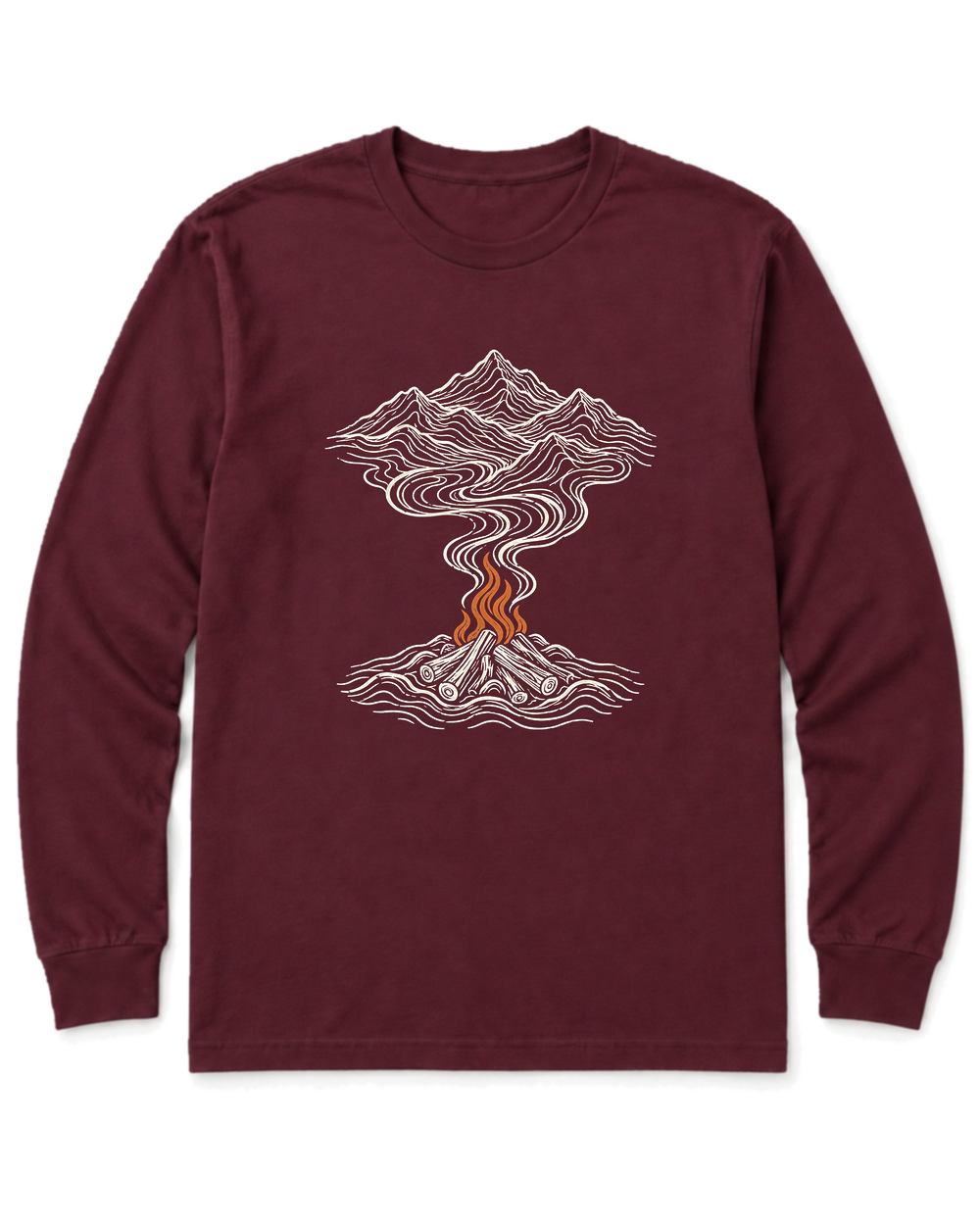 Campfire Smoke Long Sleeve Shirt - Maroon