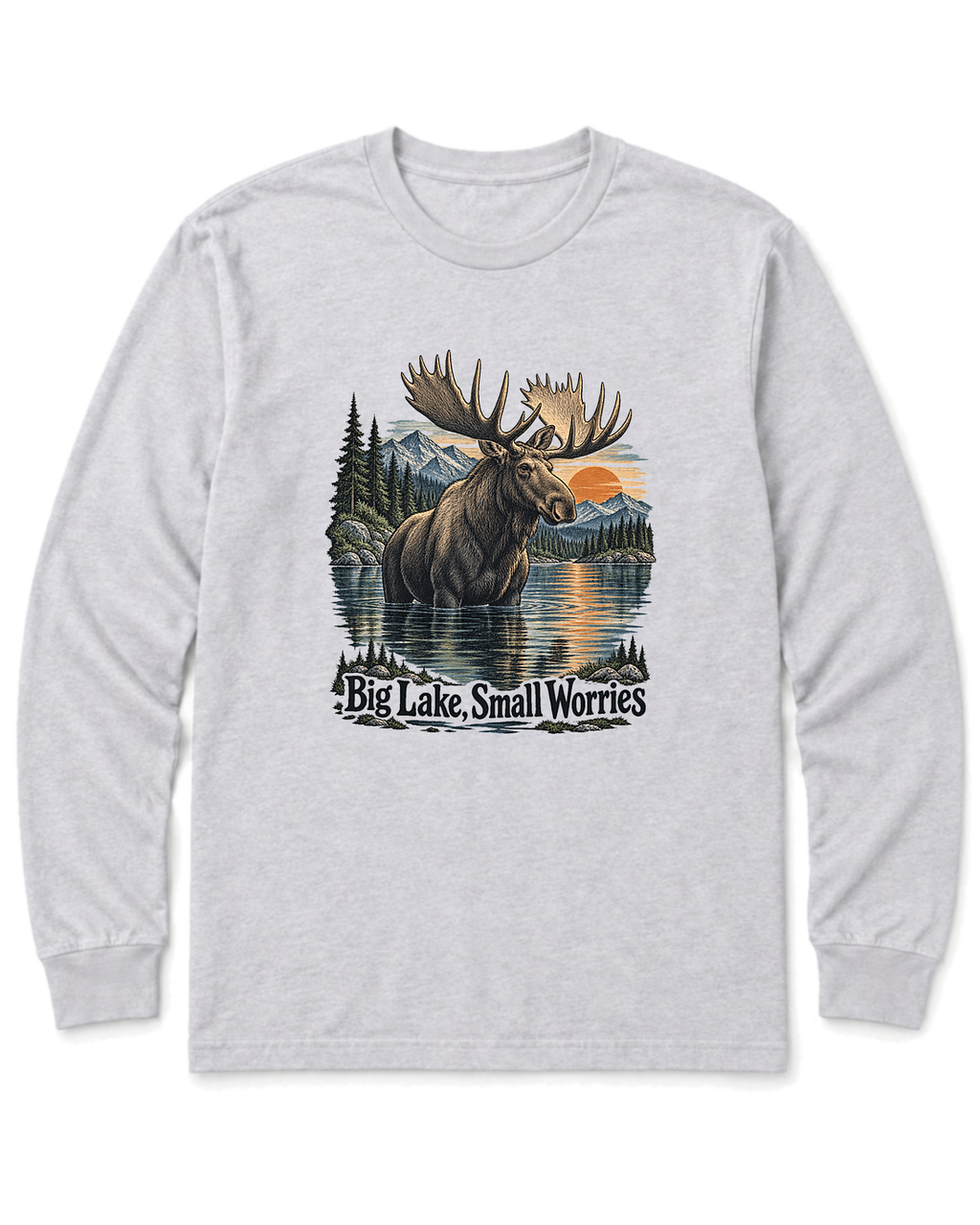 Big Lake, Small Worries Long Sleeve Shirt - Ash
