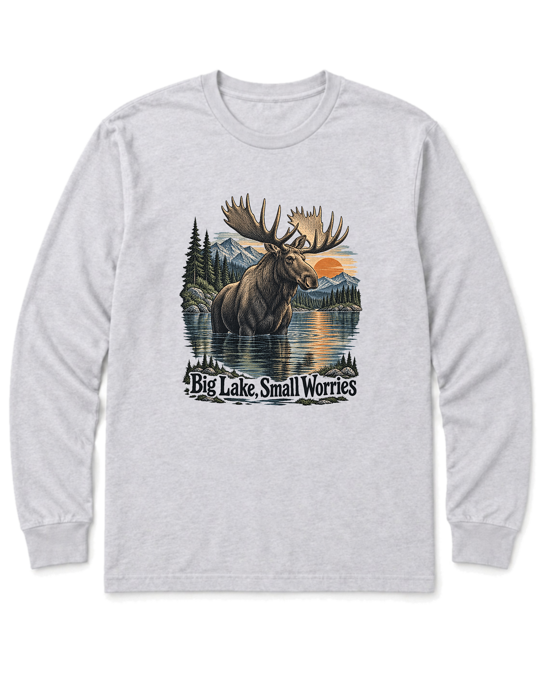 Big Lake, Small Worries Long Sleeve Shirt - Ash