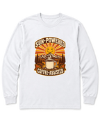 Sun-Powered, Coffee-Assisted Long Sleeve Shirt - White