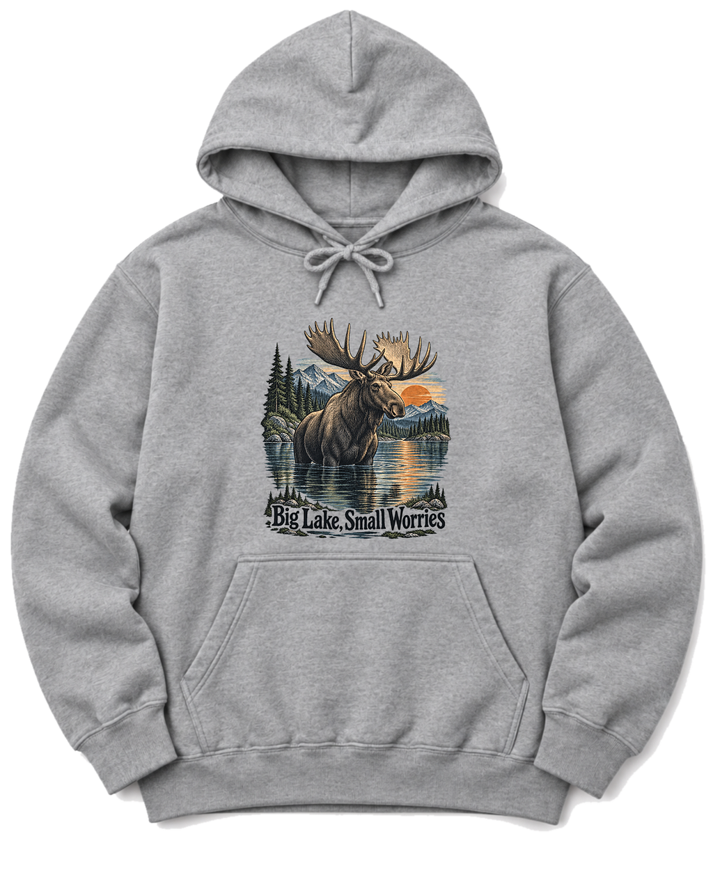 Big Lake, Small Worries Hoodie - Sport Grey