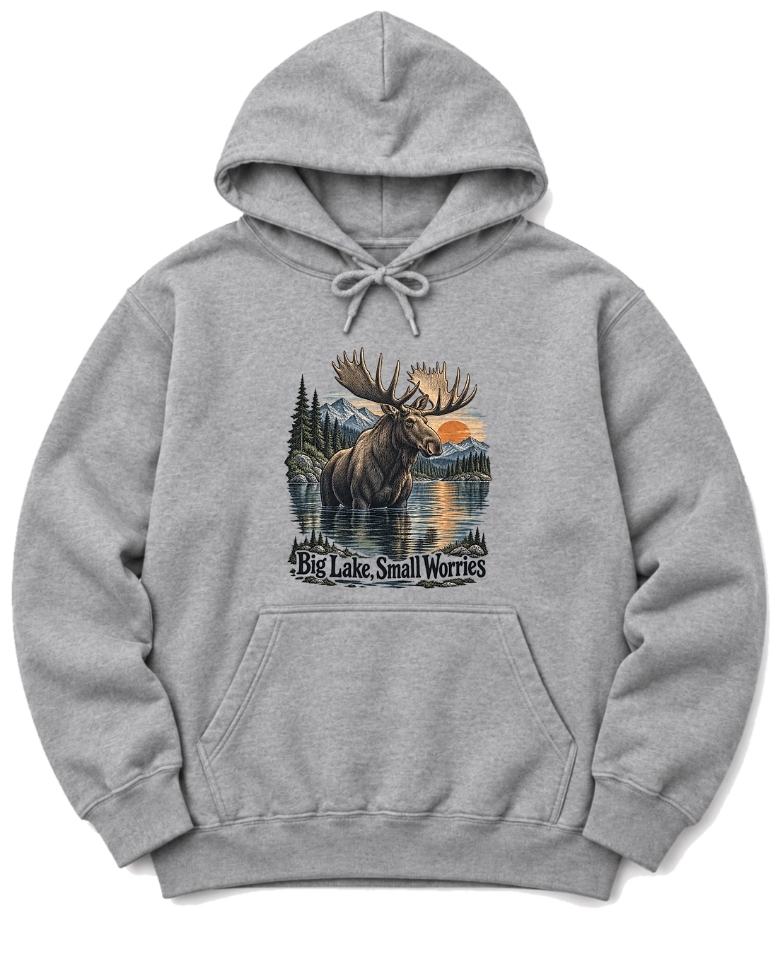 Big Lake, Small Worries Hoodie - Sport Grey