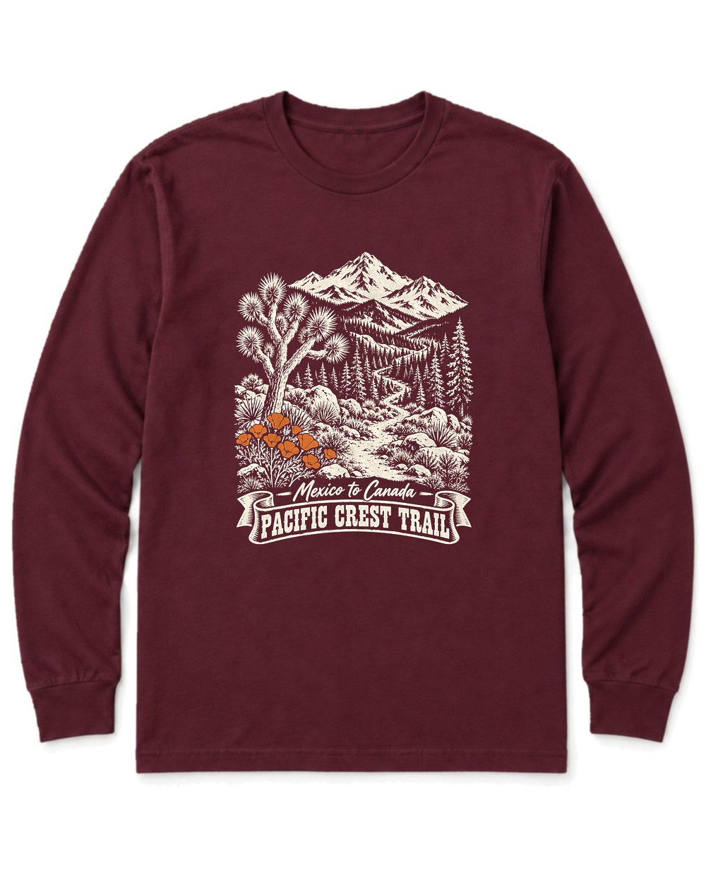 Pacific Crest Trail Long Sleeve Shirt - Maroon