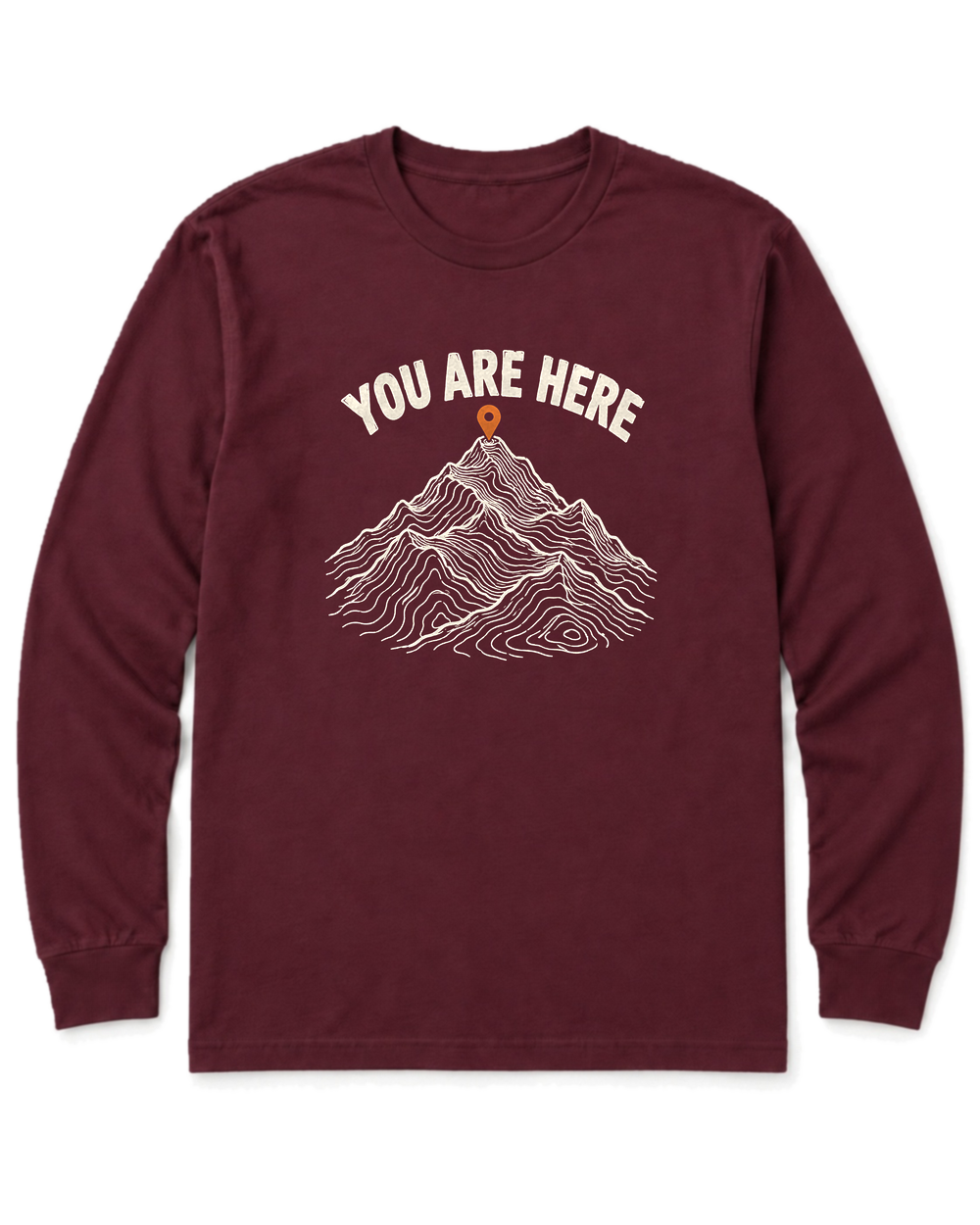 You Are Here Long Sleeve Shirt - Maroon